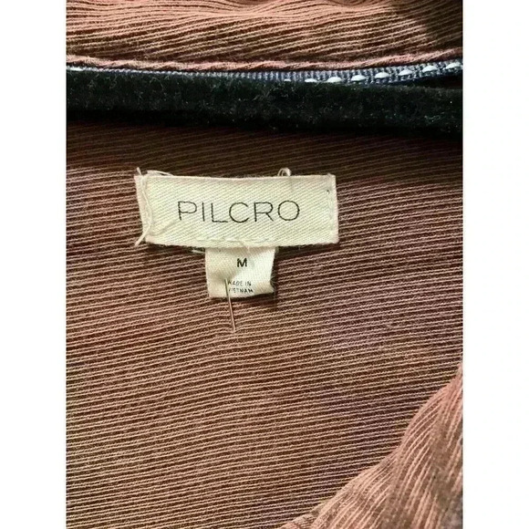 PILCRO (Anthropologie) M Maroon Acid-Wash Corduroy Shrunken Shacket - Picture 3 of 3